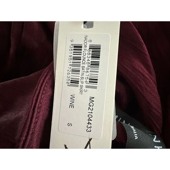 MINKPINK Nador Flounce Satin Slip skirt wine women’s small. - Picture 8 of 9